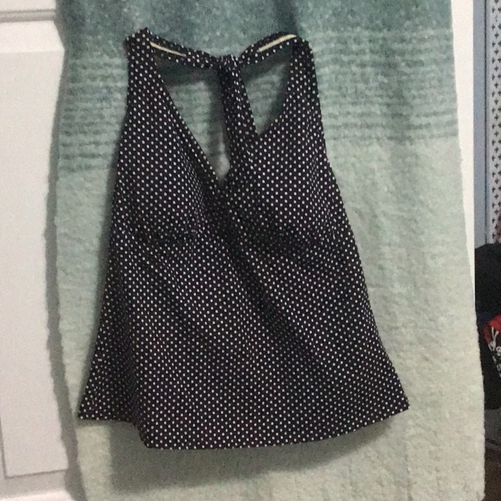 This very nice, Lands End Navy Blue Polka Dot swim top worn only once.